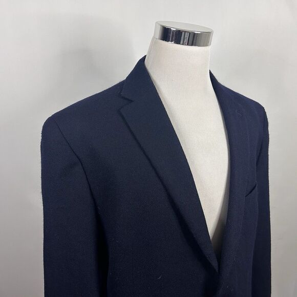 LRL Ralph Lauren 48R Sport Coat 100% Wool Flannel Navy Blue Two Button Vented - Picture 1 of 8